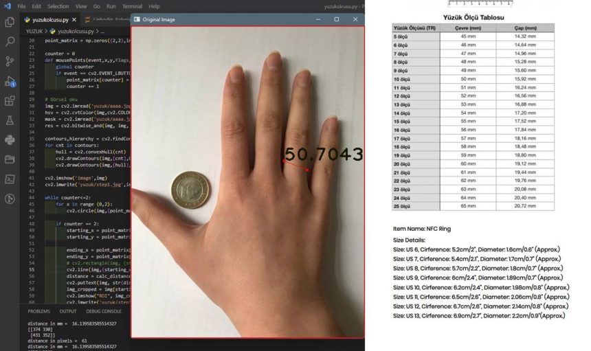 Python ile Parmak Ölçüsü, Python ile Yüzük Ölçüsü Bulma Uygulaması